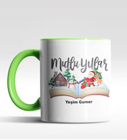 Kişiye Özel Mulu Yıllar Tasarımlı Siyah Kupa (Yeşil)
