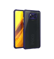 Xiaomi Poco X3 Kılıf Kenar Renkli Sararmaz Şeffaf Kapak (Lacivert)
