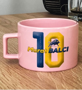 Kişiye Özel Sarı Lacivert Hediye Pastel Fincan Taraftar Hediyesi (Pembe)