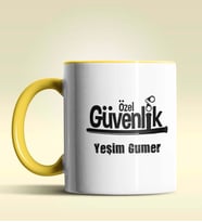 Kişiye Özel Özel Güvenlik Tasarımlı Turuncu Kupa Bardak (Sarı)