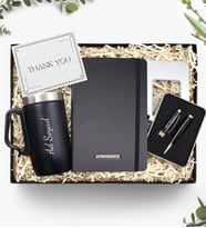 Kişiye Özel Defter & Kulplu 280 ML Çelik Termos & 32 gb Usb Siyah Touch Kalem Hediye Seti (Siyah)