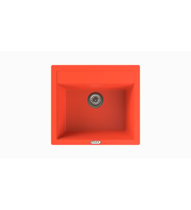 POLEX Cristalüx Granit Eviye P-08 Tezgah Altı Ve Tezgah Üstü Kare Mutfak Evyesi 55,5x50cm (Turuncu)