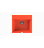 POLEX Cristalüx Granit Eviye P-08 Tezgah Altı Ve Tezgah Üstü Kare Mutfak Evyesi 55,5x50cm (Turuncu)