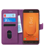 Samsung Galaxy J7 Prime 2 Kılıf Fabric Book Wallet (Mor)