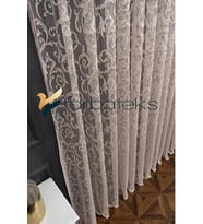 3 Kat Pileli-Şal Desen Fransız Dantel Dökümlü Modern Tül Perde (Model 11)