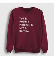 Presmono Unisex Beyaz Names How I Met Your Mother Sweatshirt 195558tt (Bordo)