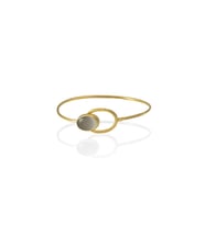Kadir Jewellery 22 Ayar Altın Kaplama El İşçiliği Zirkon Taşlı Kadın Kelepçe Bilezik (Gri)