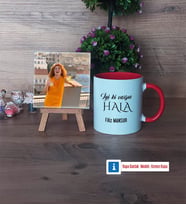 Halaya Hediye Fotoğraflı Dekoratif Taş, Kupa Bardak Beyaz Hediye (Model 2)