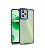 Realme C35 Kılıf Case, Kamera Lens Korumalı Elektroplatin Kaplama Sert PC Koruyucu Colourful Platinum Serisi (Mavi)