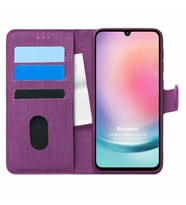 Microsonic Samsung Galaxy A24 Kılıf Fabric Book Wallet Siyah (Mor)