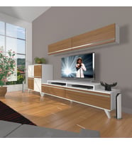 Decoraktiv Ekoflex 6y Mdf Retro Tv Ünitesi Tv Sehpası (Beyaz-Siyah)