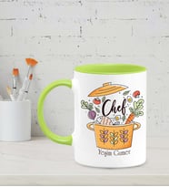 Kişiye Özel Chef - Şef Tasarımlı Siyah Kupa (Yeşil-Beyaz)