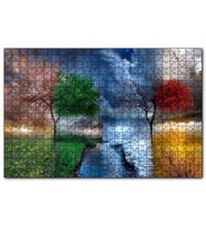 Cakapuzzle 4 Mevsim Bir Arada İllüstrasyon  Puzzle Yapboz MDF (Ahşap) (500 Parça)