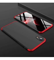 Apple iPhone XR 6.1 Kılıf Zore Ays Full Koruma Kılıf (Siyah-Kırmızı)