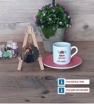 İngilizce Öğretmeni Türk Kahvesi Fincanı Ahşap Altlıklı ve Fotoğraflı Ahşap Anahtarlık Hediye Öğretmenler Günü Hediyesi (Model 6)