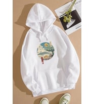Unisex Neighbor's Ukiyo e Baskılı Sweatshirt (A.Beyaz)