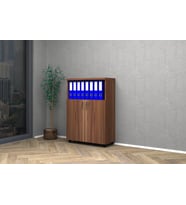 Vena Yarım Kapak Ofis Dosya Dolabı 80x35x115cm (Beyaz - Ceviz)
