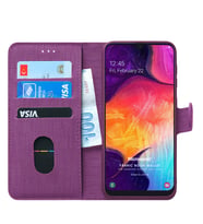 Microsonic Samsung Galaxy A50 Kılıf Fabric Book Wallet (Mor)