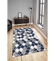 Dijital Baskılı Yıkanabilir Kaymaz Modern Renkli Salon Halısı Mutfak Halısı Yolluk ND-HY-1168 (Mavi)