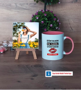 Kadın Öğretmene Hediye Fotoğraflı Dekoratif Taş, Kupa Bardak Beyaz Hediye (Model 6)