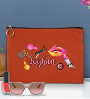 BK Gift Kişiye Özel İsimli-4 Astarlı Portföy Çanta 30x21cm(12 Renk Seçeneği), Baskılı El Çantası, Organizer Çanta (Kiremit)