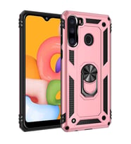 Samsung Galaxy A21 Kılıf Yüzüklü Zırh Tank Vega (Rose)