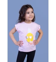 Toontoy Kız Çocuk Ananas Baskılı Tişört (Açık Pembe)