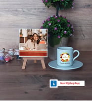 Diyetisyen Fotoğraflı Dekoratif Taş, Ahşap Altlıklı Türk Kahvesi Fincanı Hediye (Model 2)
