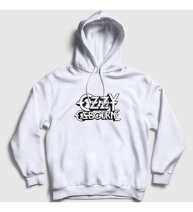 Presmono Unisex Gri Logo Ozzy Osbourne Kapüşonlu Sweatshirt 39522tt (Beyaz)