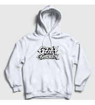 Presmono Unisex Gri Logo Ozzy Osbourne Kapüşonlu Sweatshirt 39522tt (Beyaz)