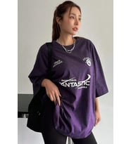 Fantastic Baskılı Unisex Oversize Tshirt (Mor)