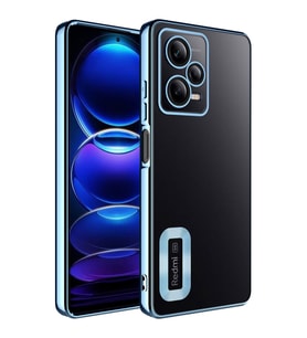 Xiaomi Redmi Note 12 5G Kılıf Kamera Korumalı Logo Gösteren Zore Omega Kılıf (Buz Mavisi)