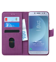 Samsung Galaxy J7 Pro Kılıf Fabric Book Wallet (Mor)