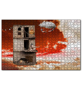 Cakapuzzle Metruk Bina, Trapezciler ve Bulutlar Puzzle Yapboz MDF (Ahşap) (500 Parça)