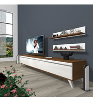 Eko 4 Mdf Std Retro Tv Ünitesi Tv Sehpası (Beyaz - Kahverengi)