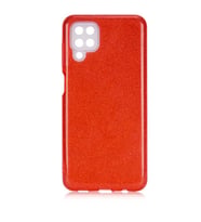 Galaxy A12 Kılıf Simli Renkli Silikon (Kırmızı)