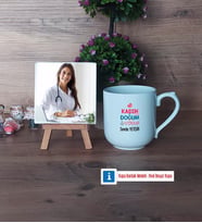 Kadın Doğum Uzmanı Fotoğraflı Dekoratif Taş, Kupa Bardak Beyaz Hediye (Model 5)
