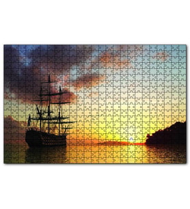 Cakapuzzle  Günbatımında Kalyon  Puzzle Yapboz MDF (Ahşap) (255 Parça)