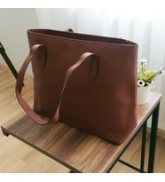 Kadın Fermuarlı Slim Tote Çanta (Kahverengi)