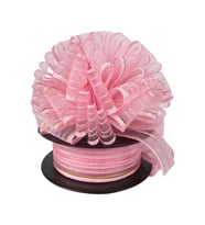 Kına Atölyesi Şifon Gül Çekmeli İpli Kurdela 20 Metre 2.5 Cm (Pembe)
