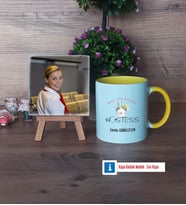 Hostes Fotoğraflı Dekoratif Taş, Kupa Bardak Beyaz Hediye (Model 7)