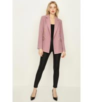 Kadın Gold Düğmeli Blazer Ceket (Lila)