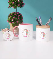 Unicorn Kupa Bardak Kırmızı Kalemlik ve Anahtarlık (Model 4)