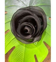 ÖZEL TASARIM TÜL ÇİÇEK DİKİŞ GİYİM ABİYE SAÇ AKSESUARI 25 CM (Siyah)