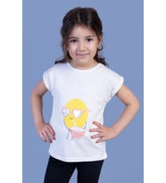 Toontoy Kız Çocuk Ananas Baskılı Tişört (Ekru)