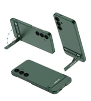 Galaxy S24 Kılıf Kamera Korumalı Dikey Standlı Ays Kılıf (Koyu Yeşil)