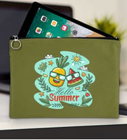 BK Gİft Yaz Temalı-1 Tablet Çantası 30x21cm(12 Renk Seçeneği), Ipad Çantası, Baskılı Tablet Kılıfı (Yeşil)