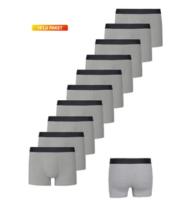 Erkek Premium Boxer 10'lu Pamuklu Likralı (Gri)