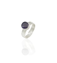 Kadir Jewellery 925 Ayar Gümüş Kaplama Zirkon Taşlı Ayarlanabilir Kadın Minimal Yüzük (Mor)