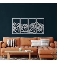 Antdecor Dağ Metal Duvar Dekoru 100x50 cm (Gümüş)